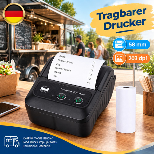 Thermodrucker tragbar 80mm - tragbar, 80mm/s